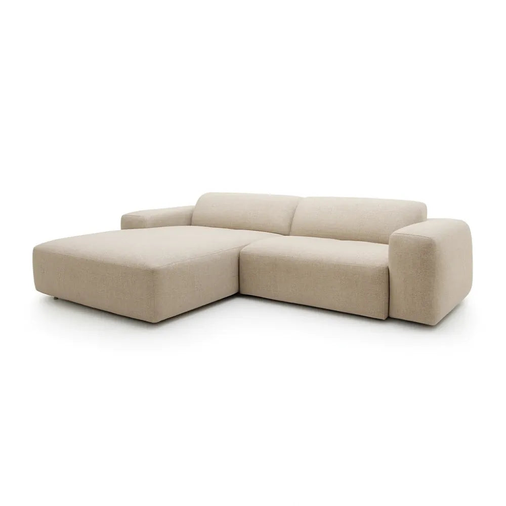 Coltar Loran fix in forma de L din catifea Vogue bej L264×180×H65 cm