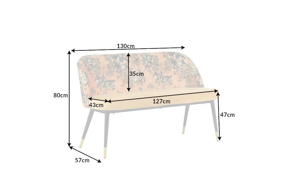 Banca din Metal Negru/Auriu si Catifea Galben H80xL130cm Pret-a-porter Boutique