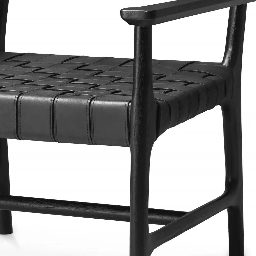 Fotoliu tapitat cu Piele naturala Negru L70xA69.5xH77cm Tiberio Eichholtz