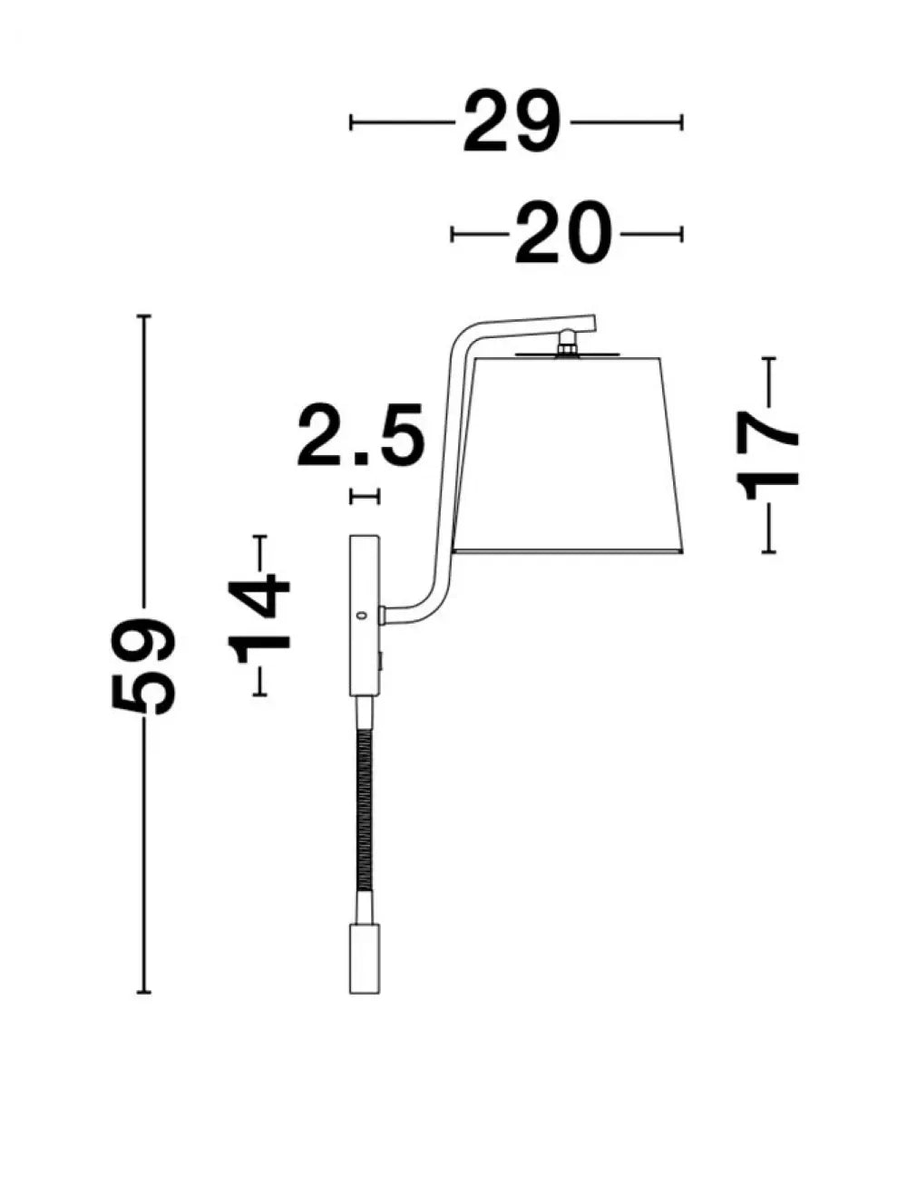 Aplica de perete structura din Aluminiu Negru si abajur din Textil Negru H59xL20cm IP20 15W 190lm 3000k SAGE
