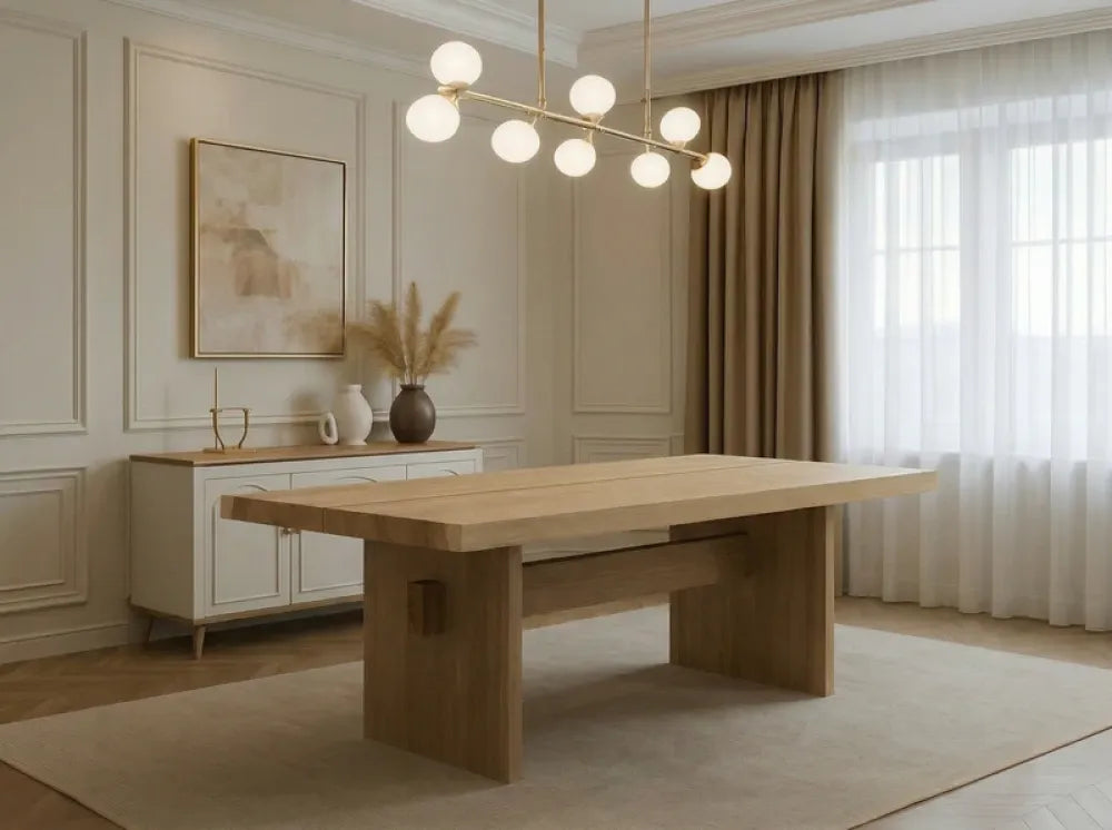 Masa dining dreptunghiulara din Lemn de Stejar in dimensiuni multiple Beams
