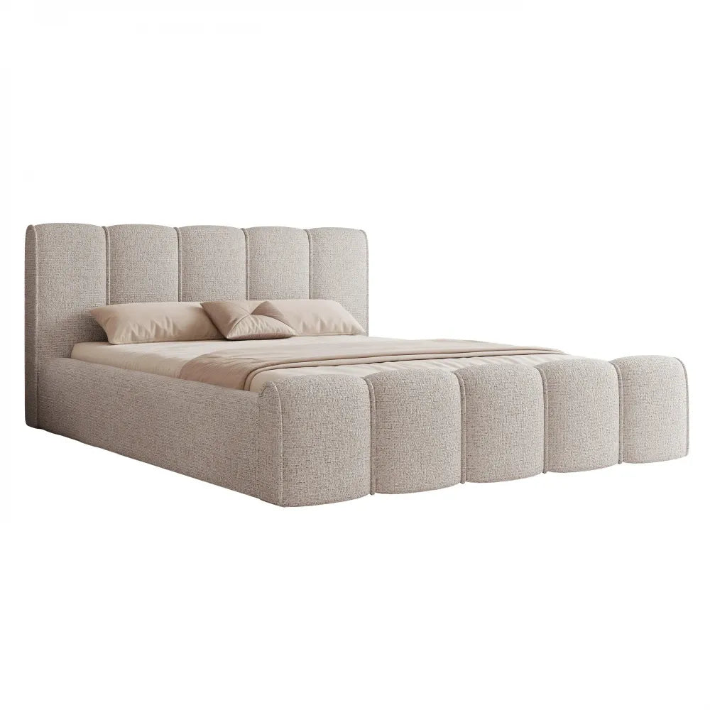 Pat 180 x 200 tapitat cu Stofa Puente Bej deschis Nero
