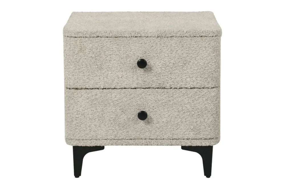 Noptiera din Stofa boucle Grej si Metal Negru L45xH44cm Art deco