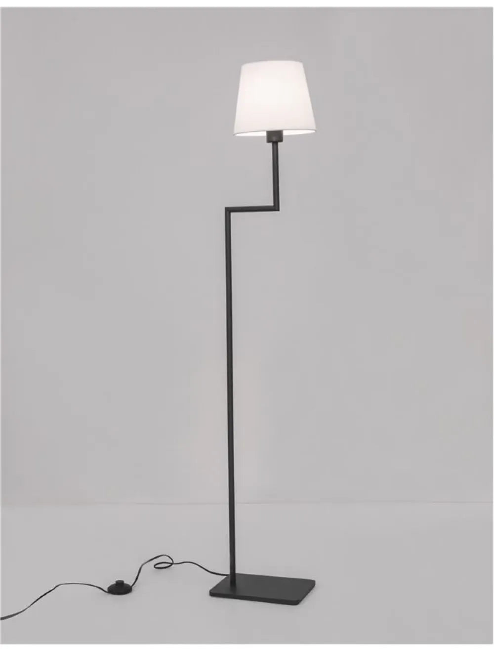 Lampa de podea structura din Aluminiu Negru si abajur din Textil Alb H150xL35cm IP20 SAVONA