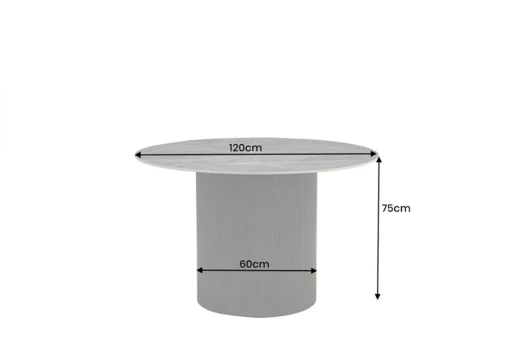 Masa din Ceramica Gri cu efect de marmura si MDF Negru D120xH75cm Unique