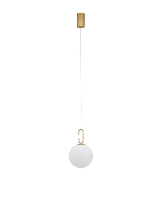 Pendul structura din Metal Auriu si abajur din Sticla Alb H120xL18cm IP20 10W 1061lm 3000k HOOK