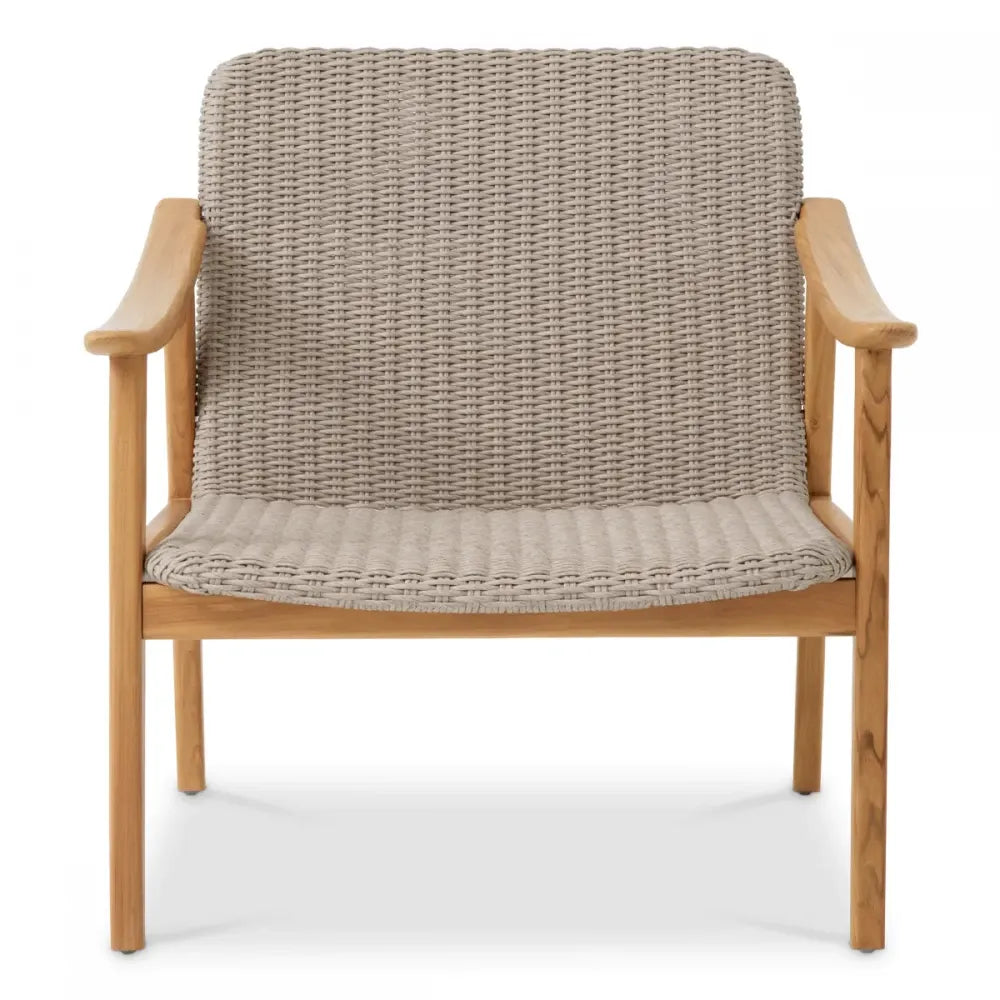 Fotoliu de exterior din Lemn de tec Maro si Polietilena Maro taupe H78xL72xA73cm Honolulu Eichholtz