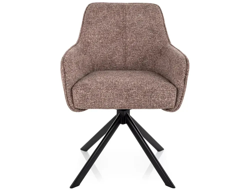 Scaun rotativ din Stofa Bej inchis si Metal Negru H83xL55xA62cm Notti