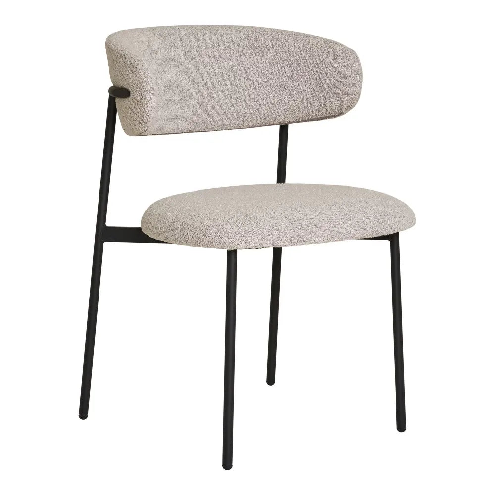 Set 2 scaune din Metal Negru si Stofa boucle Bej H79.5xL55xA59cm Mira