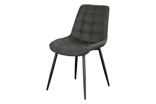 Set 4 scaune tapitat cu Microfibra Gri inchis si picioare din Metal Negru H85xL51xA59cm ROADSTAR