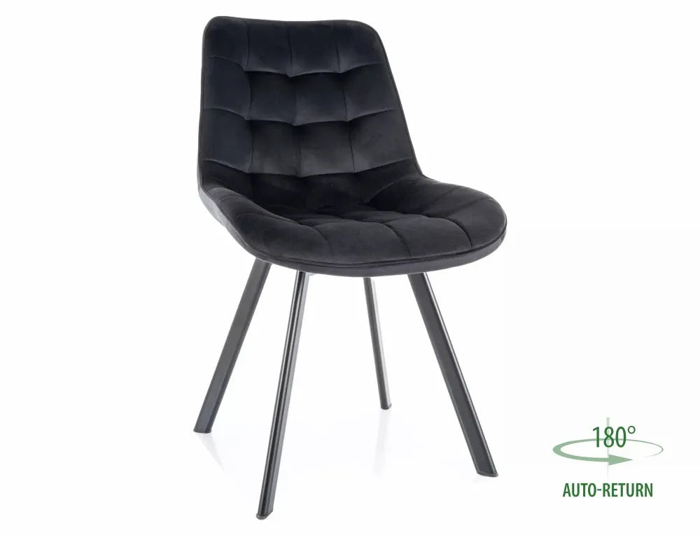 Set 2 scaune din Catifea Negru si Metal Negru Hx88Lx51xA60cm Monti