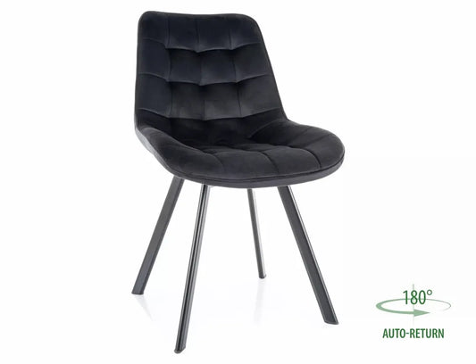 Set 2 scaune din Catifea Negru si Metal Negru Hx88Lx51xA60cm Monti
