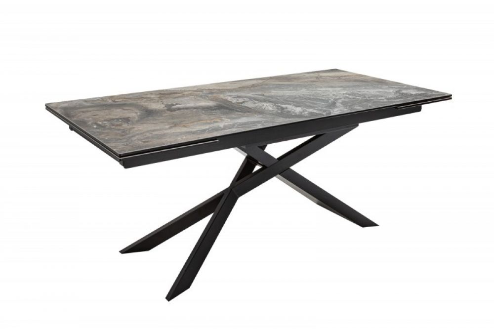 Masa extensibila dreptunghiulara din Ceramica Gri/Negru de 8-10 persoane L180/260x90cm Euphoria