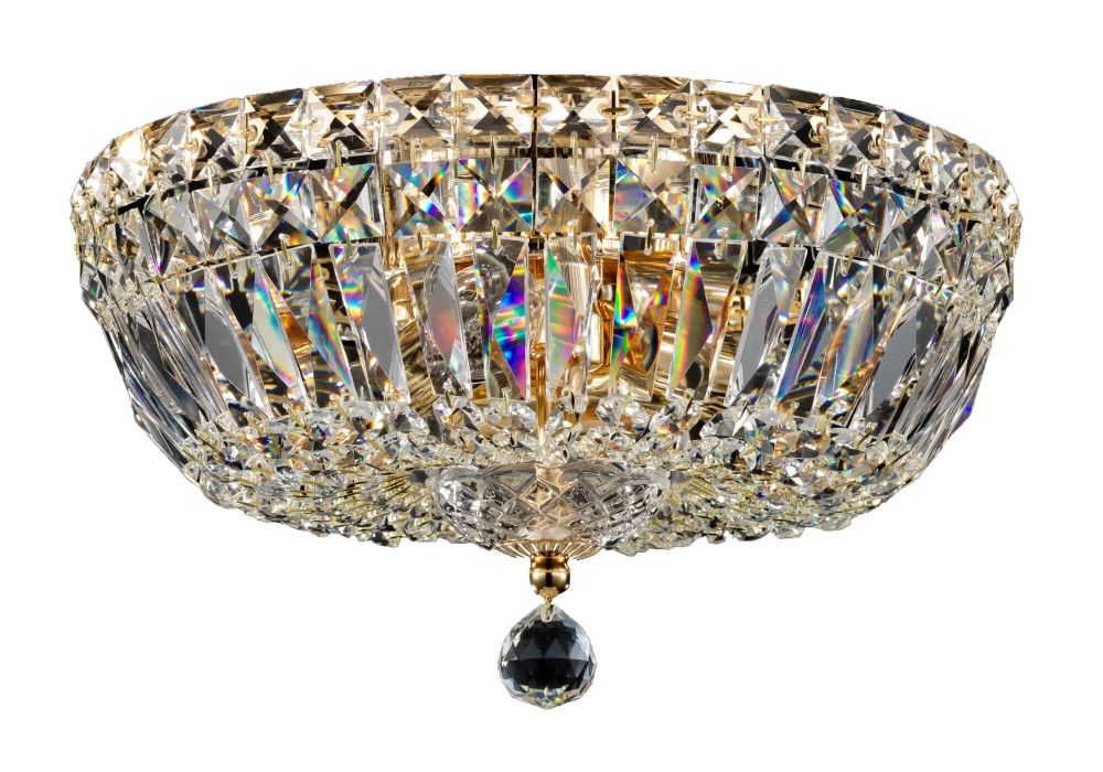 Candelabru Rotund din Metal si Cristal Auriu/ Basfor D30xH21cm