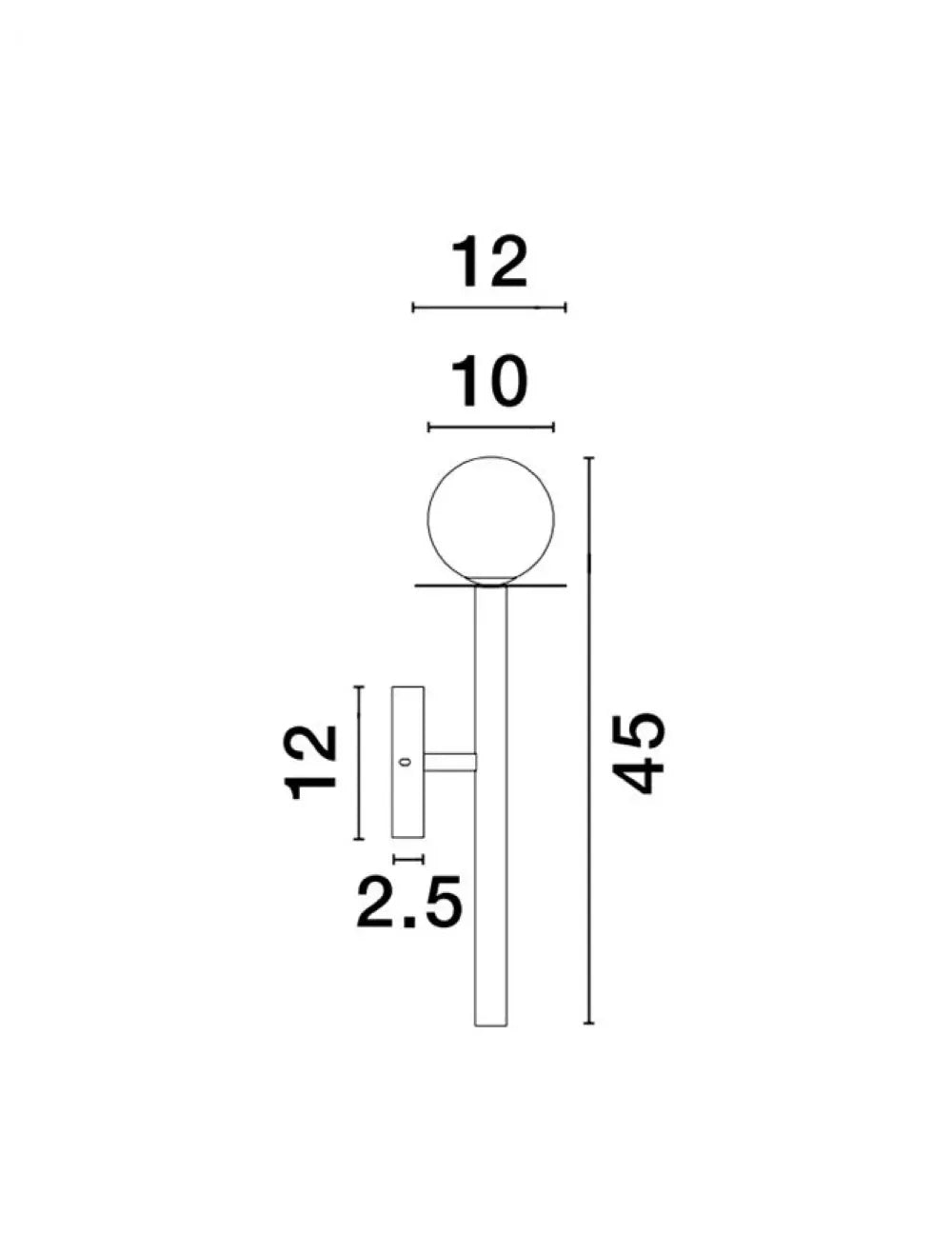 Aplica de perete structura din Metal Auriu si abajur din Sticla Alb H45xL12cm IP20 PIELO