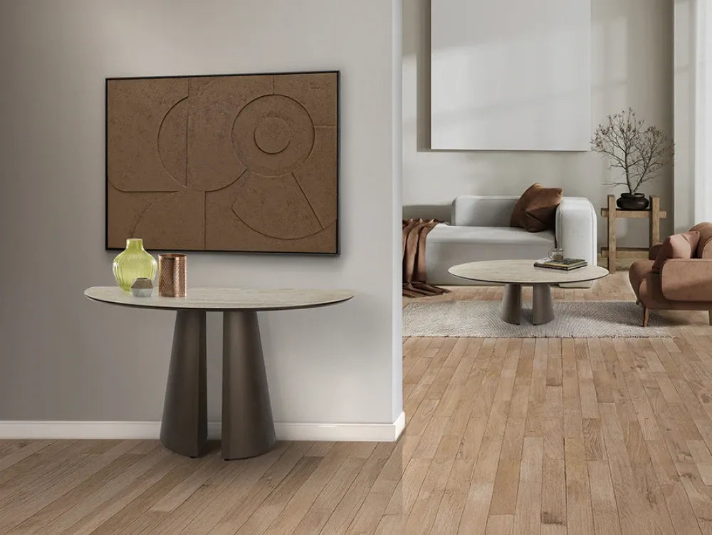 Consola din Metal/MDF Maro si MDF Bej L130xH78cm Samara