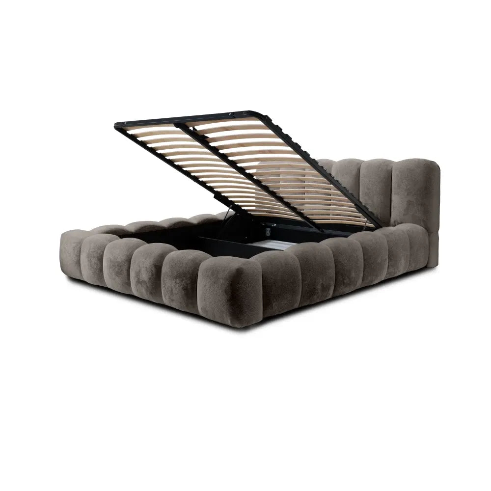 Pat 180x200cm tapitat cu Chenille Gri inchis Dallas