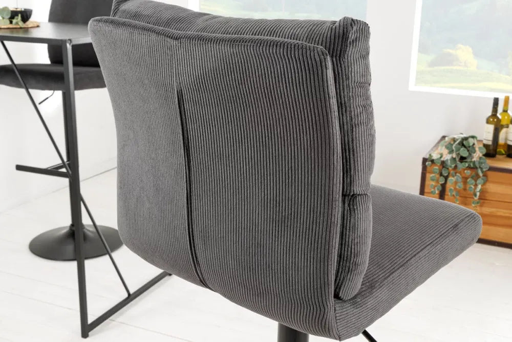 Set 2 scaune de bar din Metal Negru si Catifea raiata Gri H100-121xL45cm Comfort
