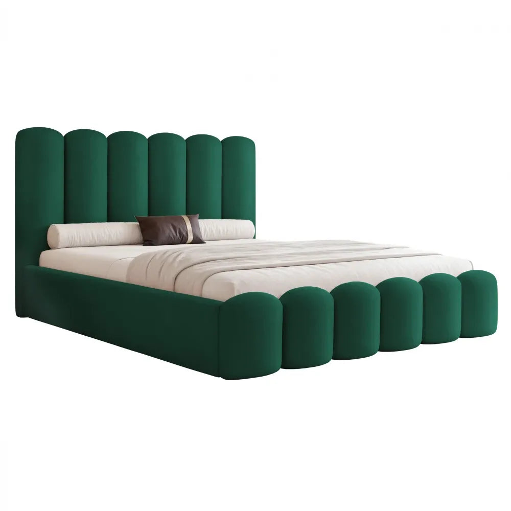 Pat 120 x 200 tapitat cu Catifea Magic velvet Verde smarald Aveline