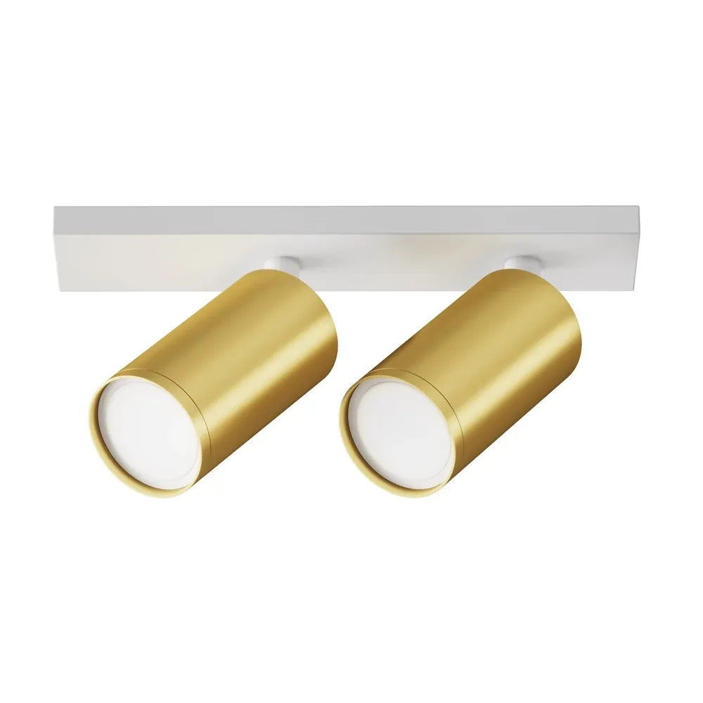 Spot dublu aplicabil din Aluminiu Alb/Auriu mat H12xL34cm IP 20 GU10 10W FOCUS S