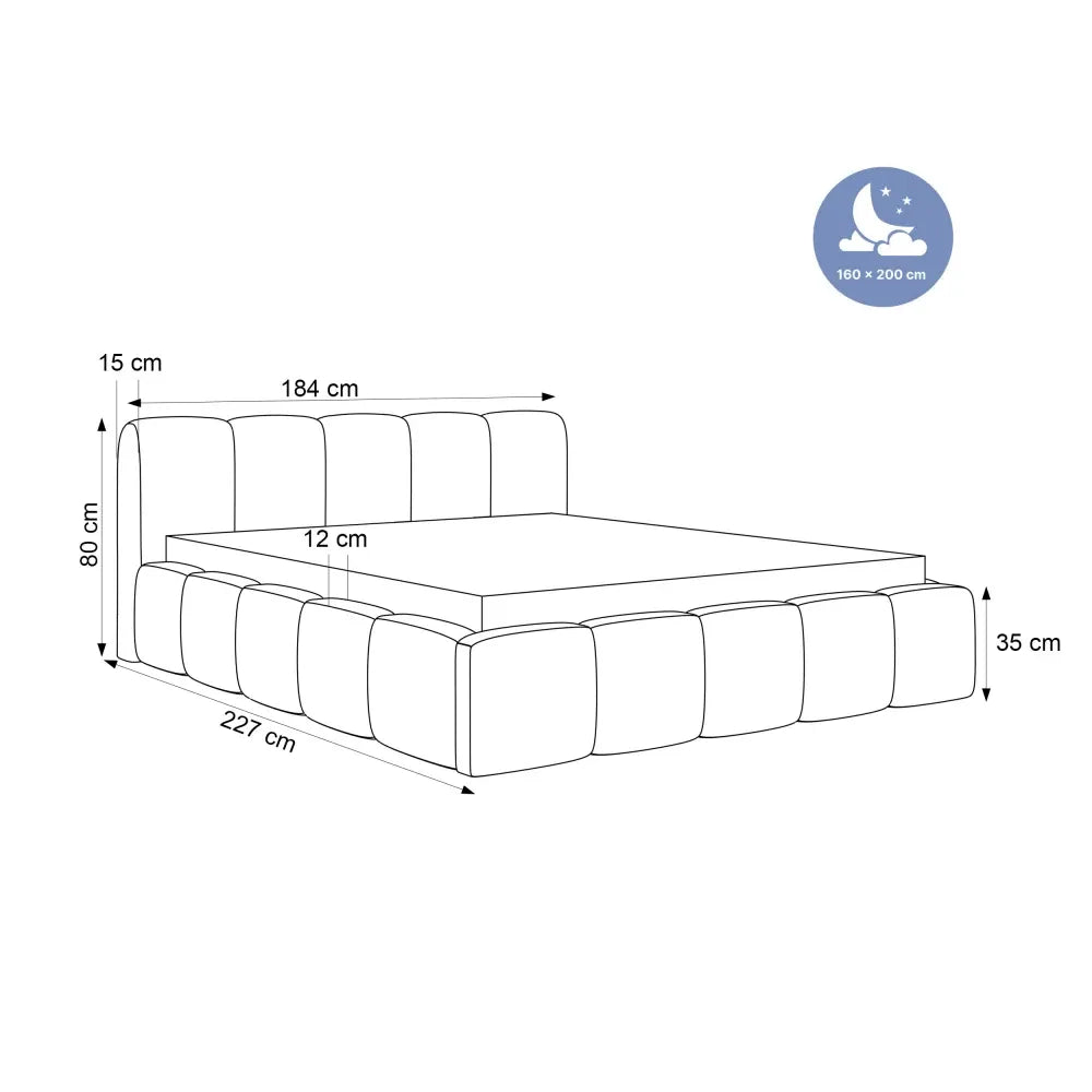 Pat 160 x 200 tapitat cu Stofa boucle Abriamo Gri Aeris