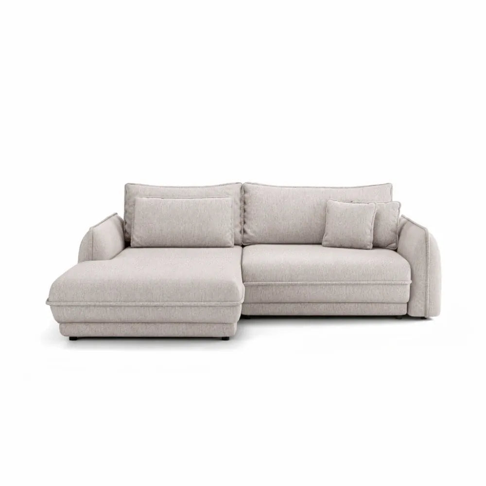Coltar extensibil din catifea bej Ella I L267x181cm