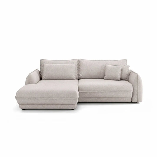 Coltar extensibil din catifea bej Ella I L267x181cm