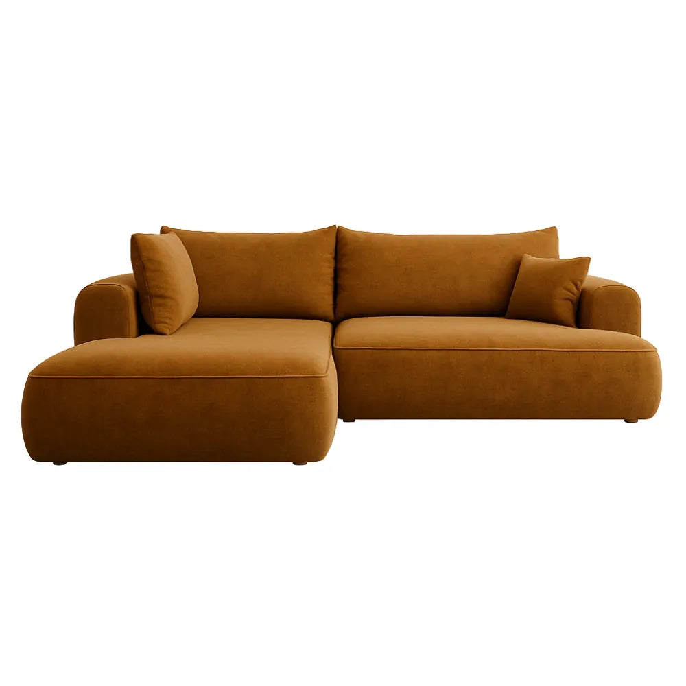 Coltar extensibil Catifea Vogue Galben cu lada depozitare Nubio