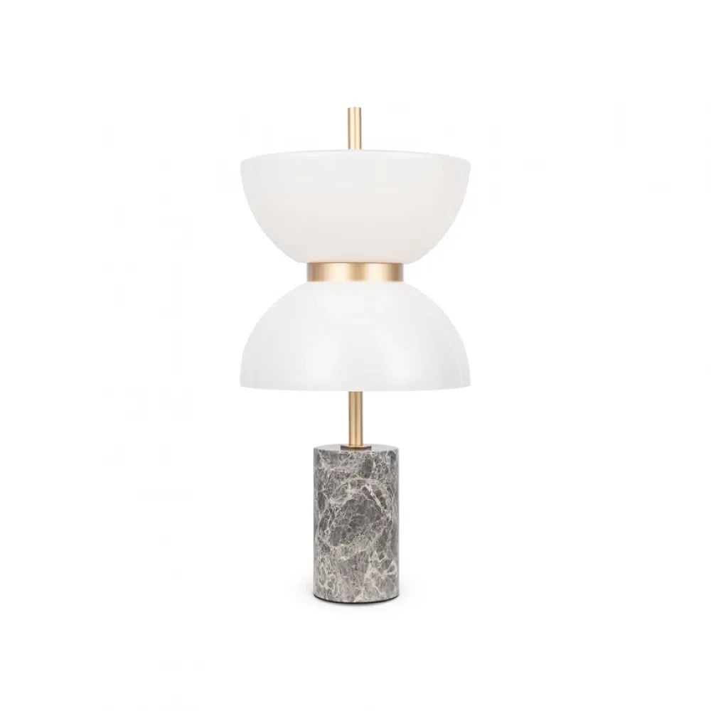 Veioza din Metal/Marmura Auriu/Gri si Abajur din Sticla Alb 11W 500lm 3000k D22xH46cm Kyoto
