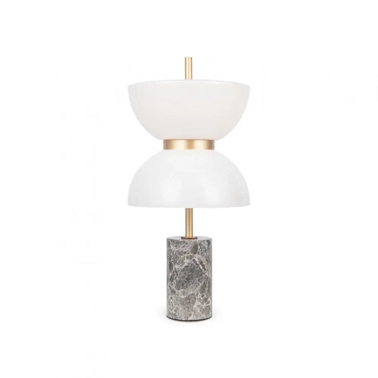 Veioza din Metal/Marmura Auriu/Gri si Abajur din Sticla Alb 11W 500lm 3000k D22xH46cm Kyoto