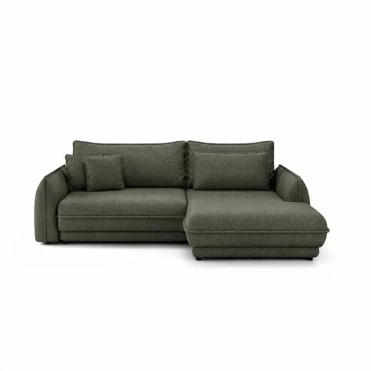 Coltar extensibil din catifea verde Ella I L267x181cm