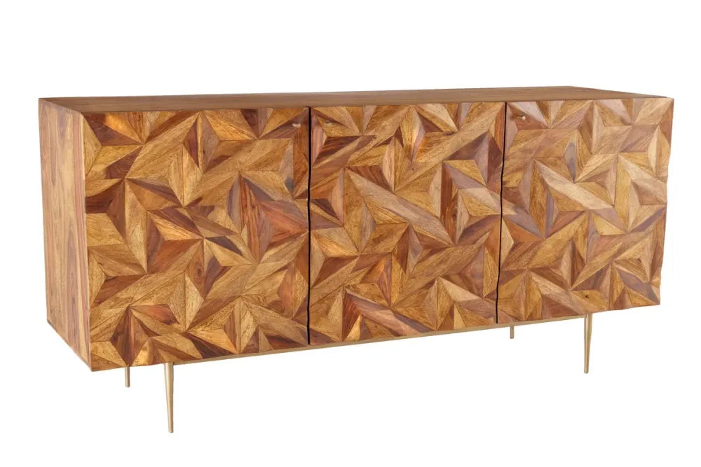 Comoda din Lemn de sheesham Maro si Metal Auriu L145xH73cm ALPINE