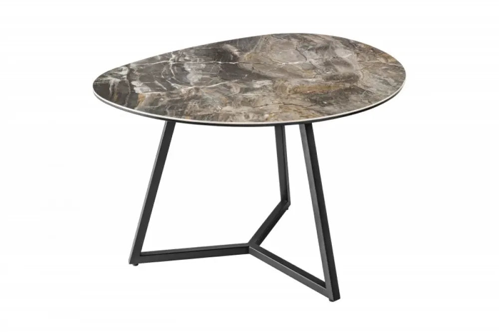 Masuta de cafea Asimetrica din Ceramica Maro taupe si Metal Negru L70xH45cm Marvelous