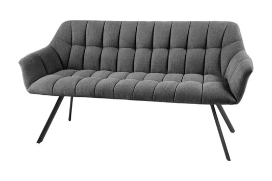 Banca din Metal Negru si Catifea Gri inchis H85xL165cm Papillon