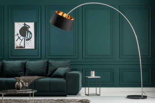 Lampa de podea din Marmura/Metal Negru si Textil Negru H215xL195cm Forma