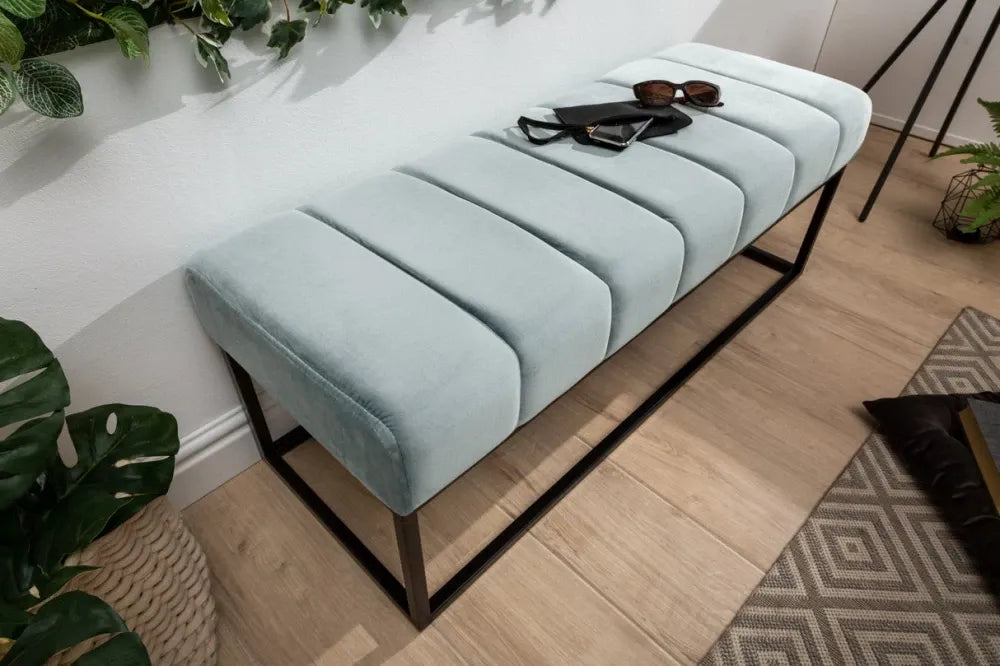 Bancheta din Metal Negru si Catifea Verde mint H40xL108cm Petit beaute