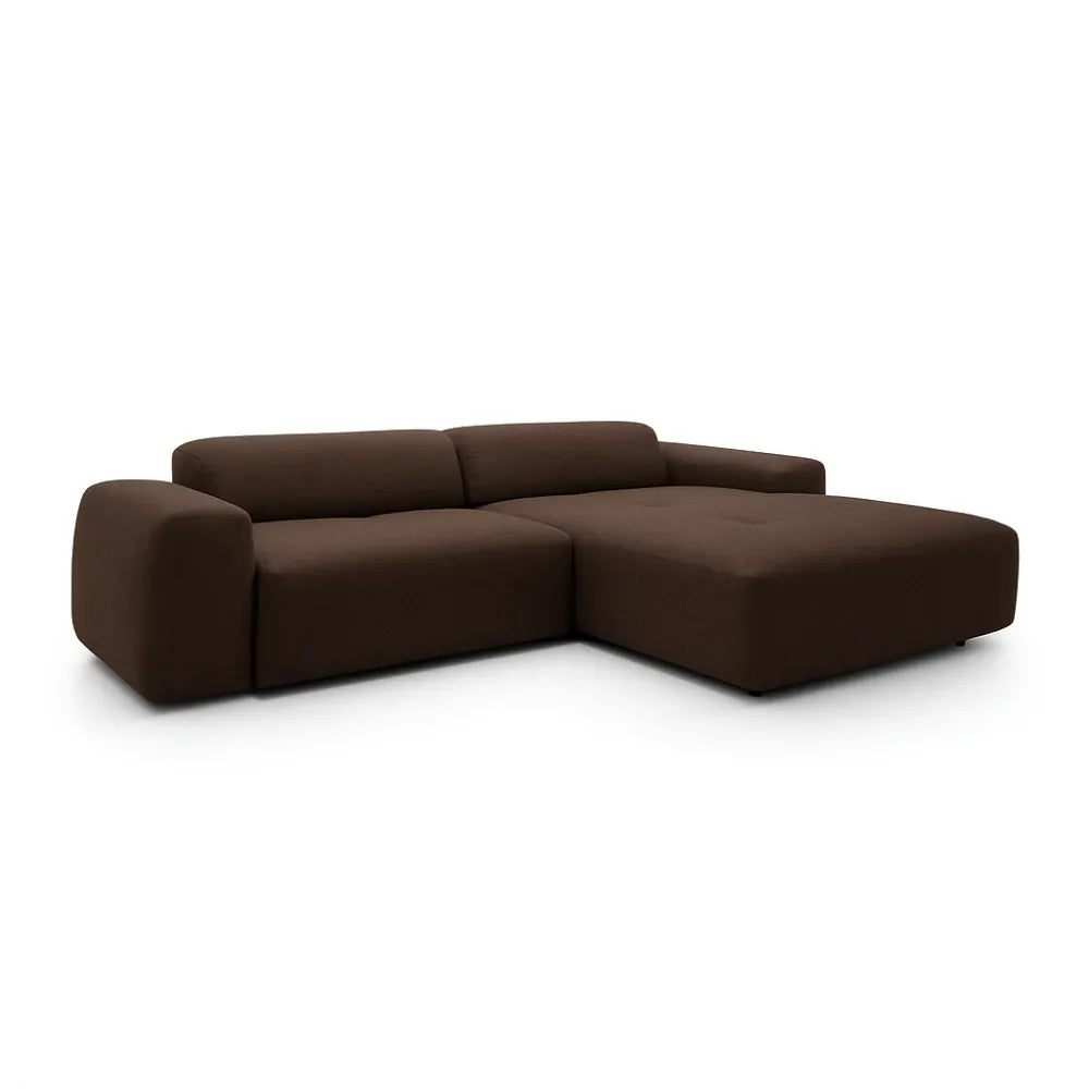 Coltar Loran fix in forma de L din catifea Vogue maro L264×180×H65 cm