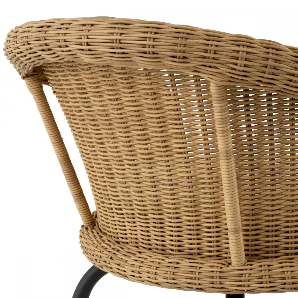 Scaun de exterior din Metal Negru si Stofa/Ratan sintetic Bej/Maro H72xL61xA62.5cm Nolan Eichholtz