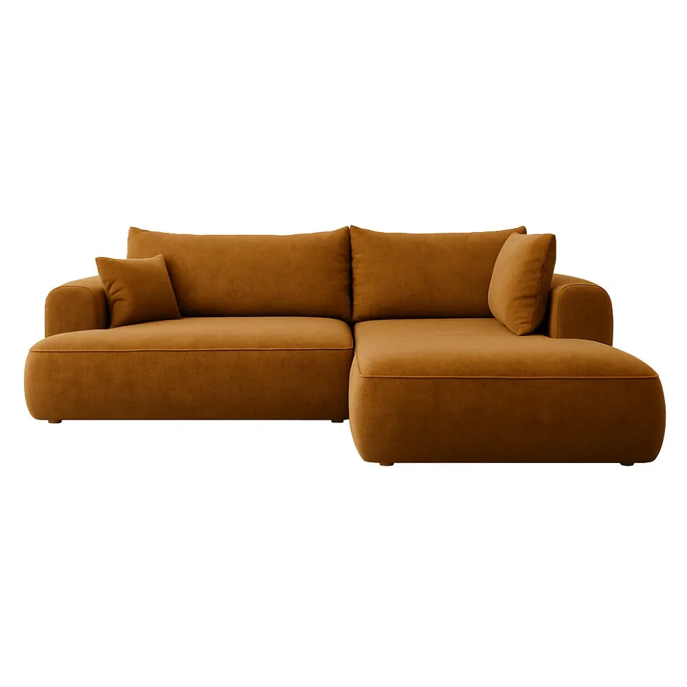Coltar extensibil Catifea Vogue Galben cu lada depozitare Nubio