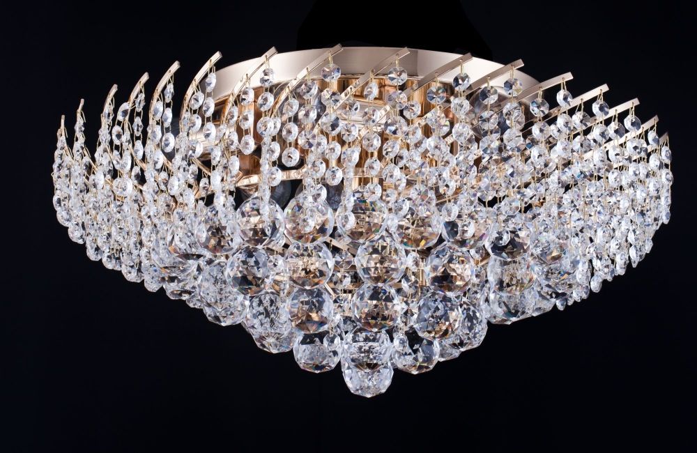 Candelabru Rotund din Metal si Cristal Auriu/Transparent Karolina D51xH27cm
