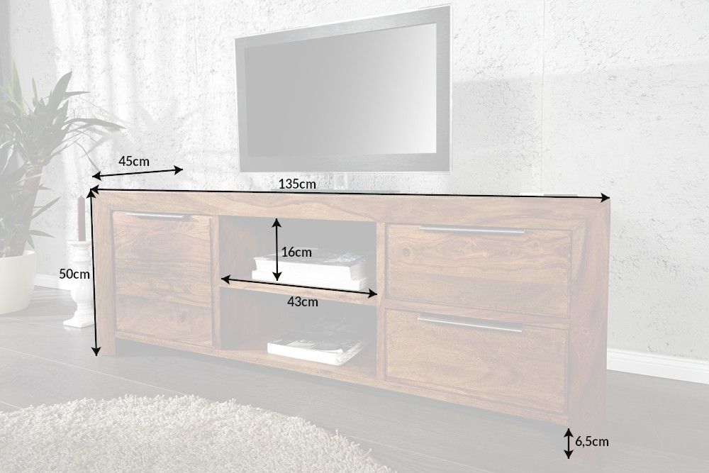 Comoda TV din Lemn masiv de palisandru Maro Lagos L135xH50cm