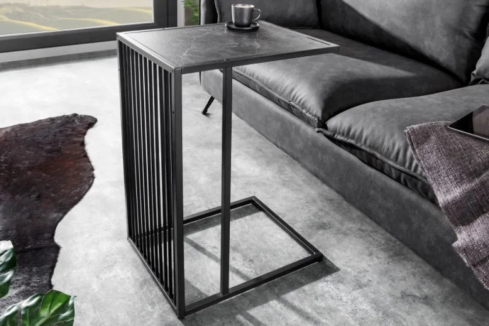 Masuta laterala Dreptunghiulara din MDF Negru si Metal Negru L43xH63cm Architecture