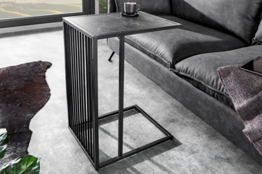 Masuta laterala Dreptunghiulara din MDF Negru si Metal Negru L43xH63cm Architecture