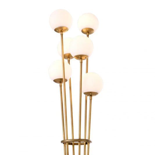Lampa de podea din Metal/Marmura Alama/Negru si Sticla Alb H169xD42cm Tortora Eichholtz