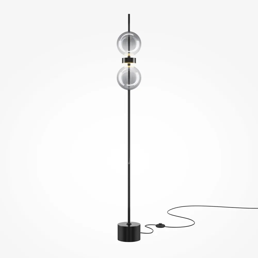Lampa de podea din Metal Negru si Sticla Fumuriu H146xD16cm Double Moon