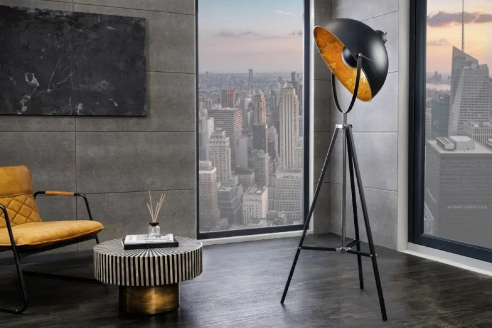 Lampa de podea din Metal Negru/Auriu H160xL55cm Big studio