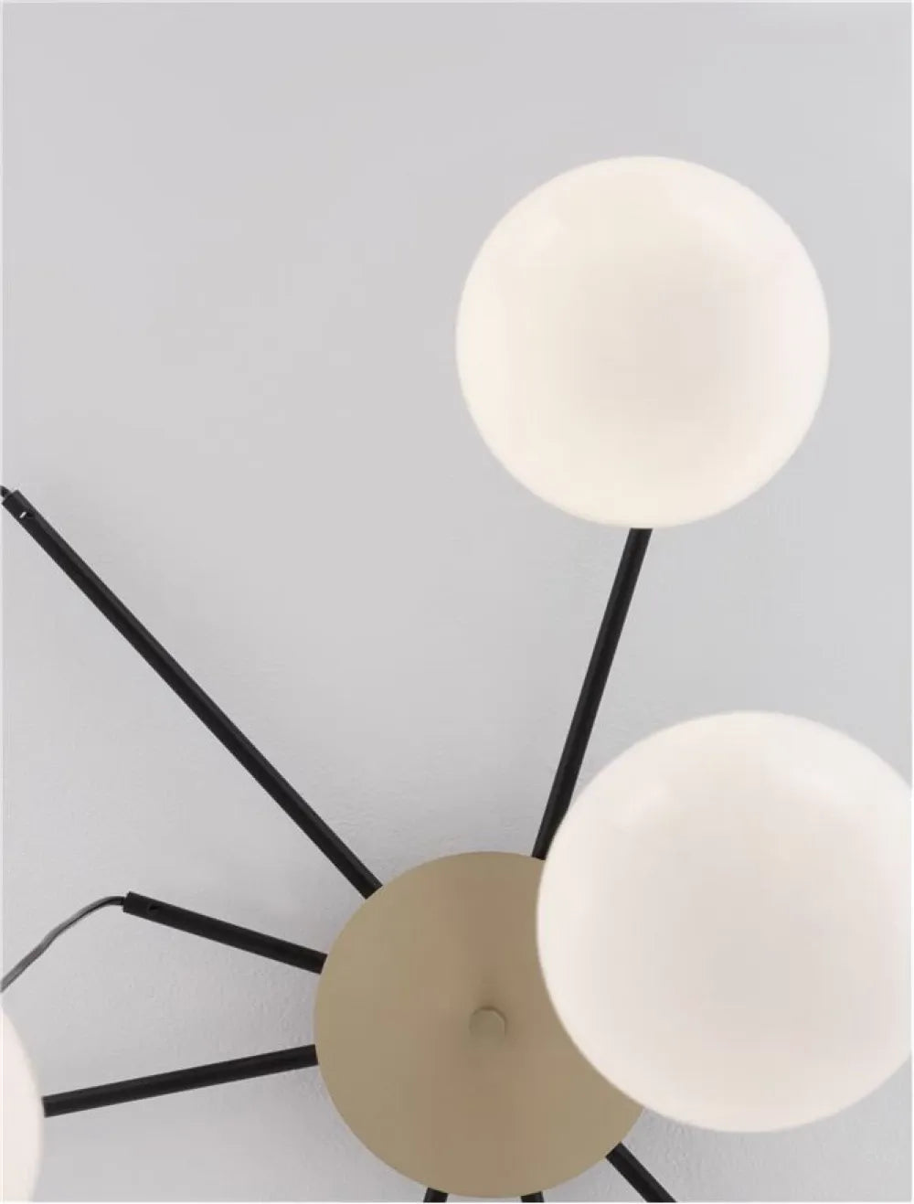 Lustra structura din Metal Negru/Auriu si abajur din Sticla Alb H70xL75cm IP20 THE EGG