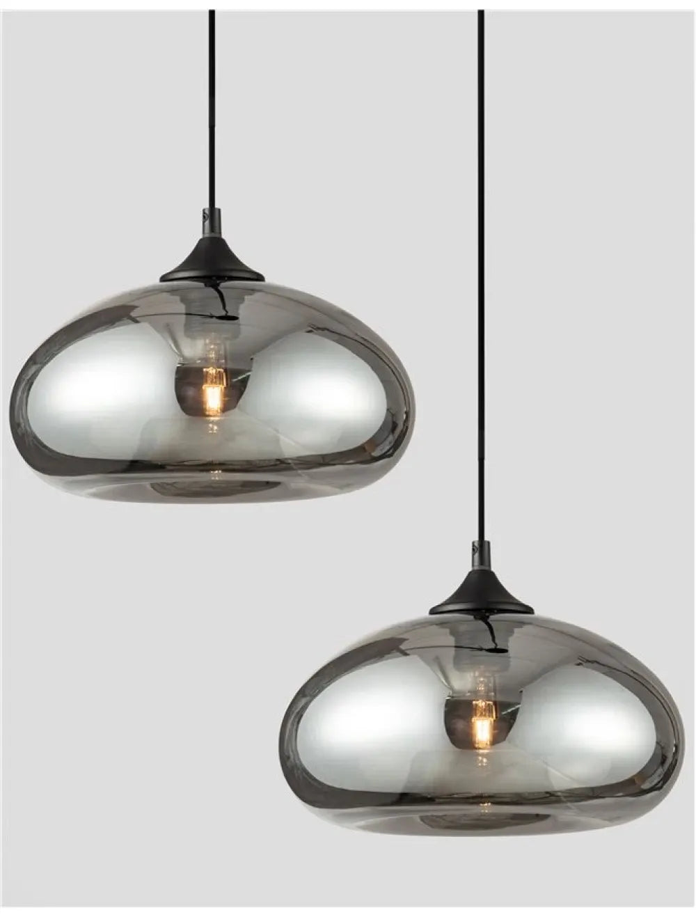 Pendul structura din Metal Negru si abajur din Sticla Crom H120xL28cm IP20 SAVAZ
