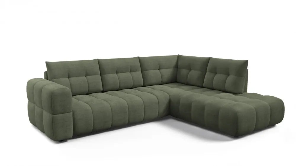 Coltar in forma de L tapitat cu material pet friendly Alias verde L291 x 219cm