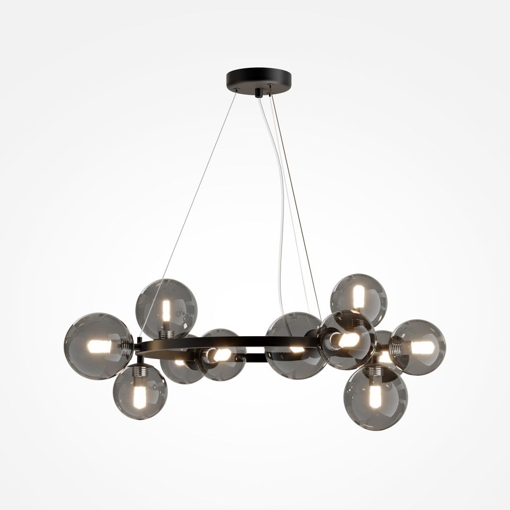 Lustra din Metal si Sticla Negru/Gri cu 11 becuri G9 28W D67xH137cm Dallas